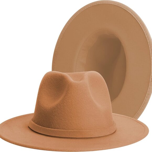 Wide Brim Hats for Women & Men Classic Dress Panama Hat Adjustable Felt Hat with